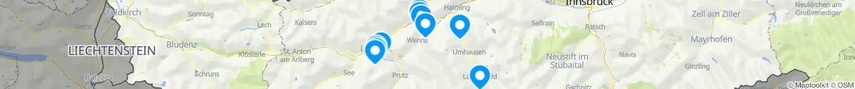 Kartenansicht für Apotheken-Notdienste in der Nähe von Fendels (Landeck, Tirol)